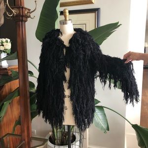 Free People Black Shaggy Jacket